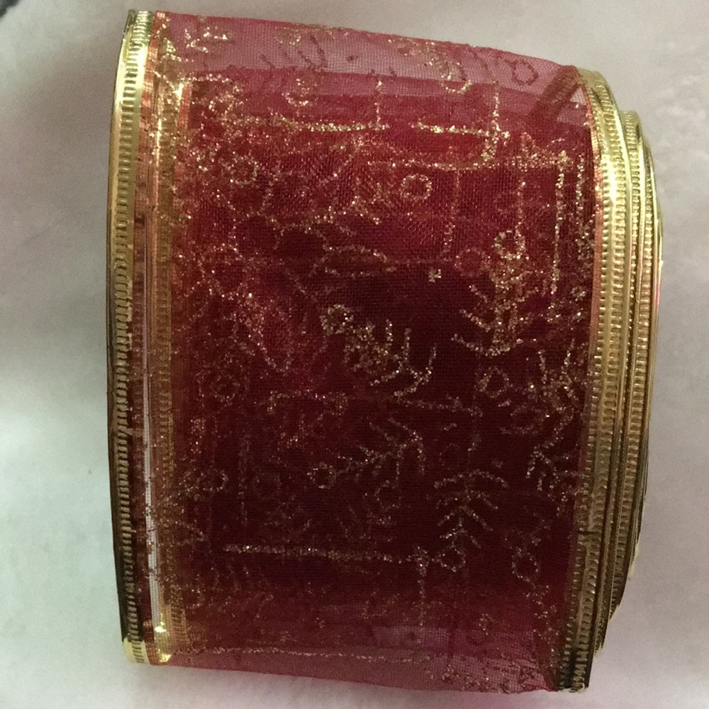 Elegant Red and Gold Sheer Ribbon